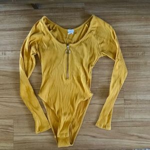 Mustard Ribbed Long Sleeve Bodysuit